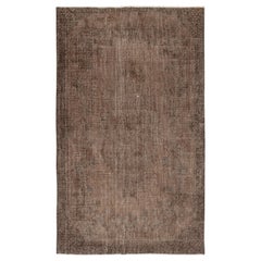 6x10.2 Ft Moderner handgefertigter türkischer Teppich. Brauner Vintage-Teppich für das Wohnzimmer