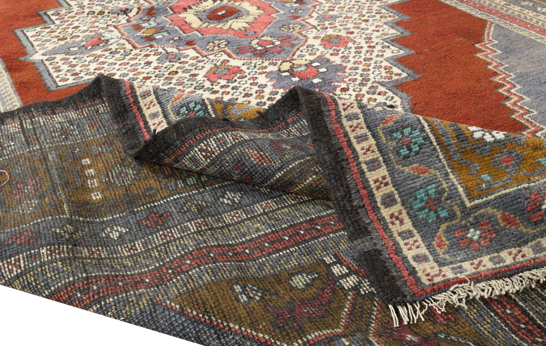 Tribal 6x10.2 Ft Unique Turkish Village Rug, Ca 1960, Vintage Handmade Oriental Carpet For Sale