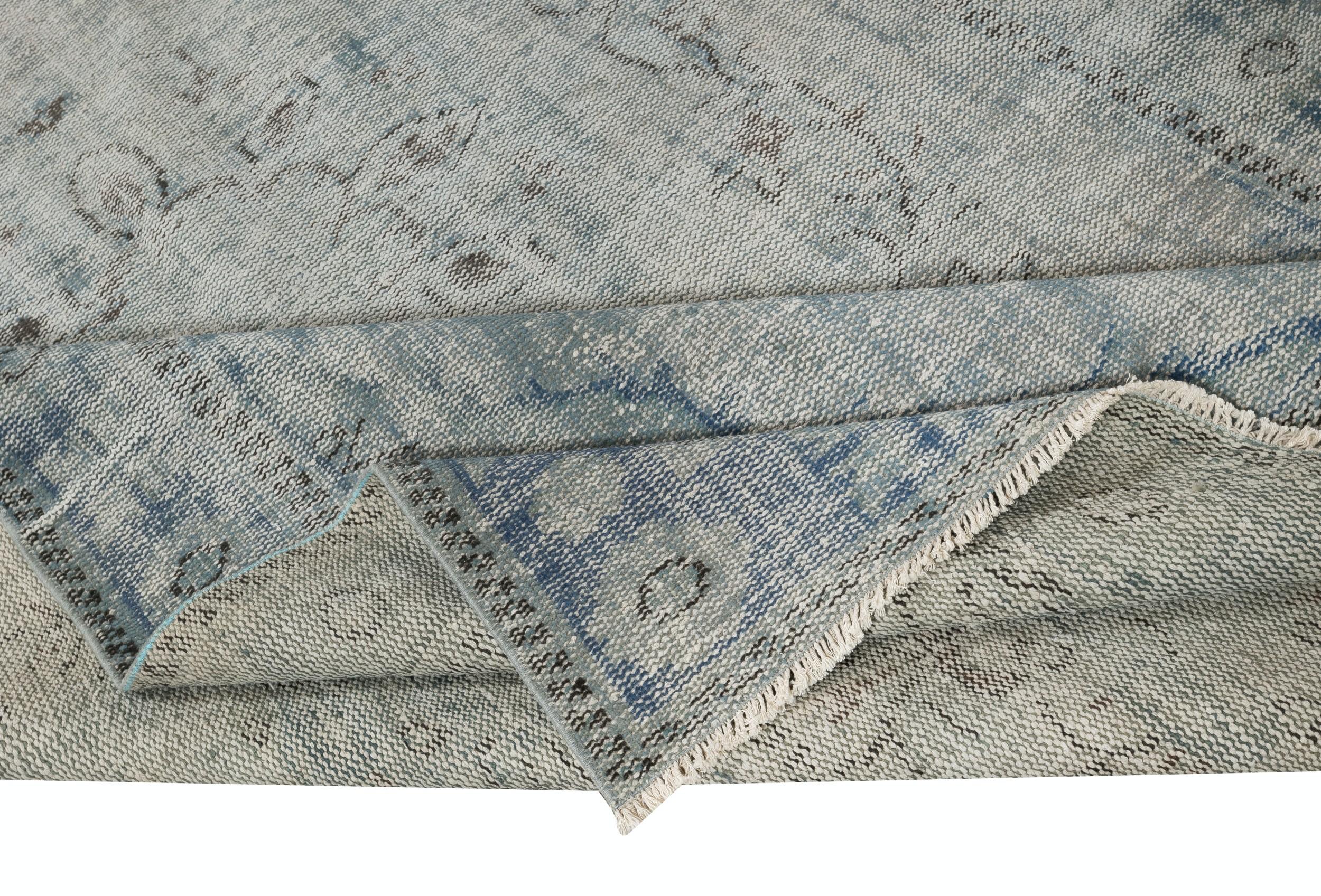 6x10.4 Ft Distressed Blue Area Rug für Contemporary Interieur, handgefertigt in der Türkei (Moderne) im Angebot