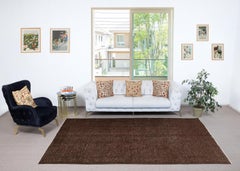 Alfombra Turca Marrón para Dormitorio 6x10.5 Pies. Alfombra vintage hecha a mano para el salón