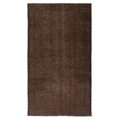 6x10.5 Ft Brauner Türkischer Teppich für das Schlafzimmer. Handgefertigter Vintage-Teppich für das Wohnzimmer