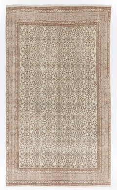 6x10,5 Ft handgefertigter türkischer Oushak-Teppich, beigefarben mit Blumenmuster