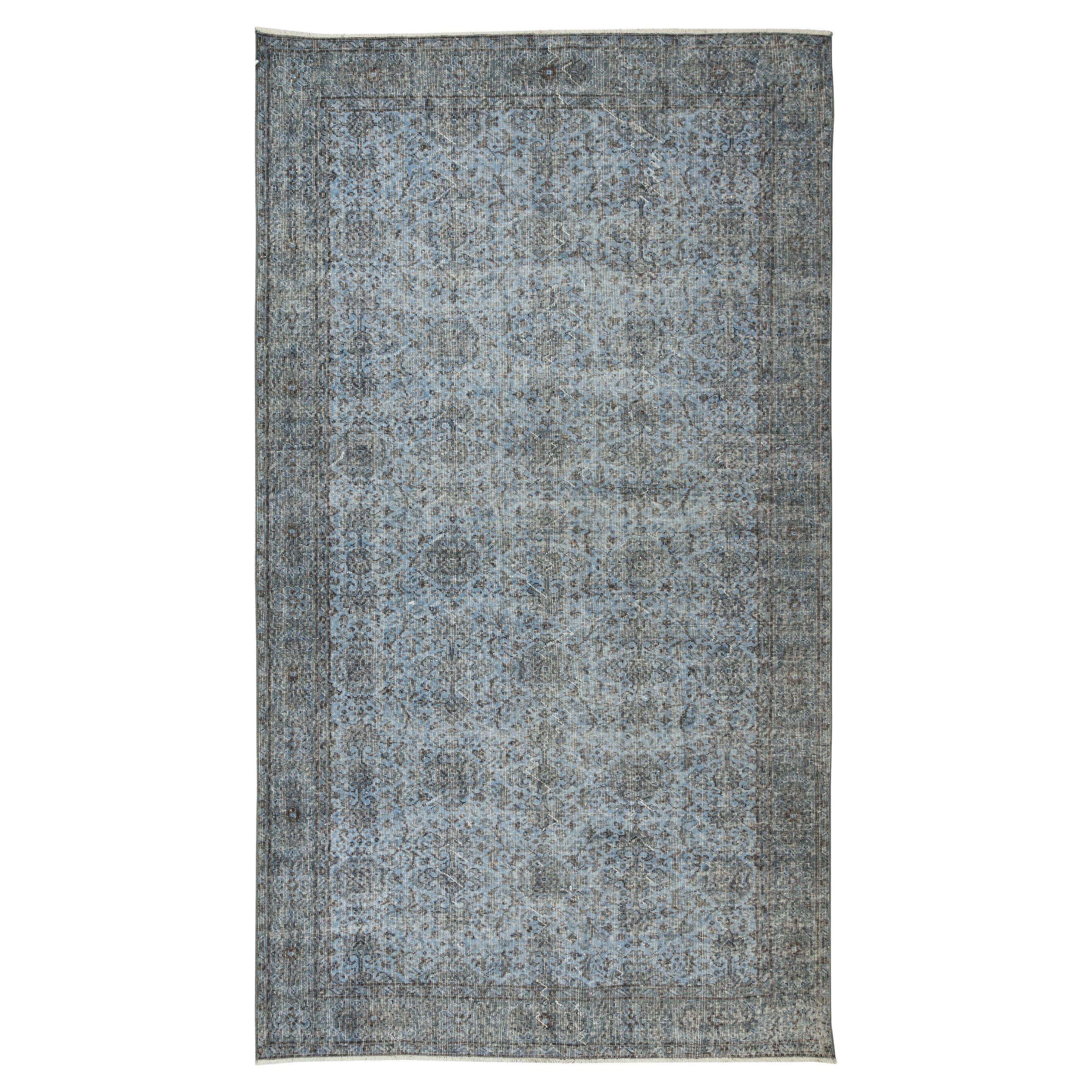 6x10.5 Ft Vintage Handmade Turkish Area Rug in Light Blue 4 Modern Interiors