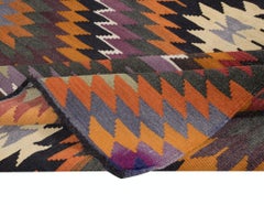 6x10.8 Ft Hand-Woven Anatolian Kilim, Vintage Multicolor Rug with Diamond Design