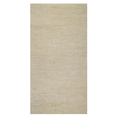 6'x11'10" White Pure Wool Modern Plain Design Hand Knotted Runner Oriental Rug
