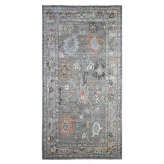 6'x11'4" Pastel Gray Wool Weft Afghan Angora Oushak Wide Runner Oriental Rug