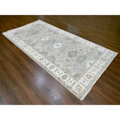 6'x11'9" Stargazer Gray Karajeh Geometric Hand Knotted Wide Runner Oriental Rug