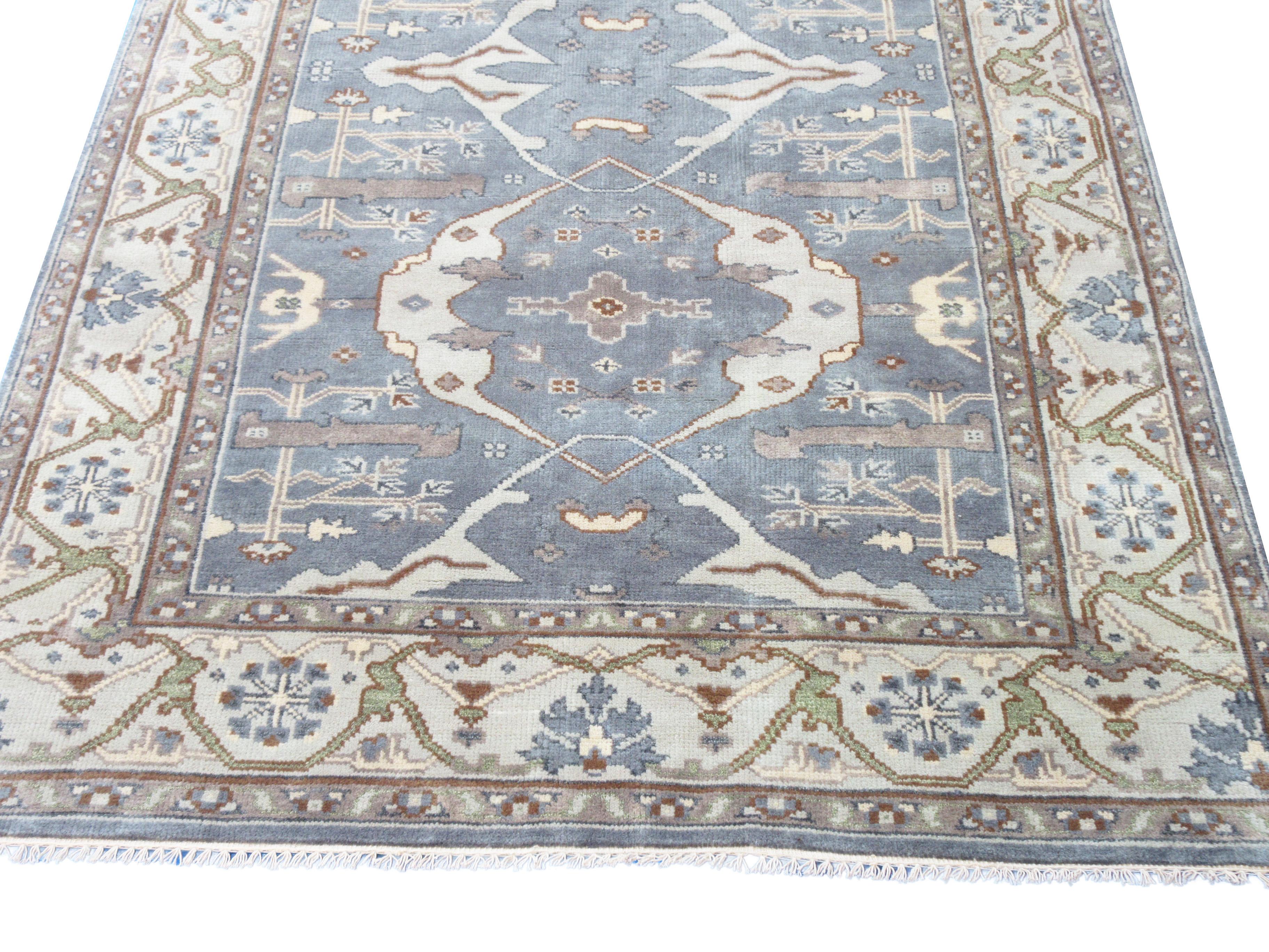 Gray Oushak Gallery Runner In New Condition For Sale In Laguna Hills, CA
