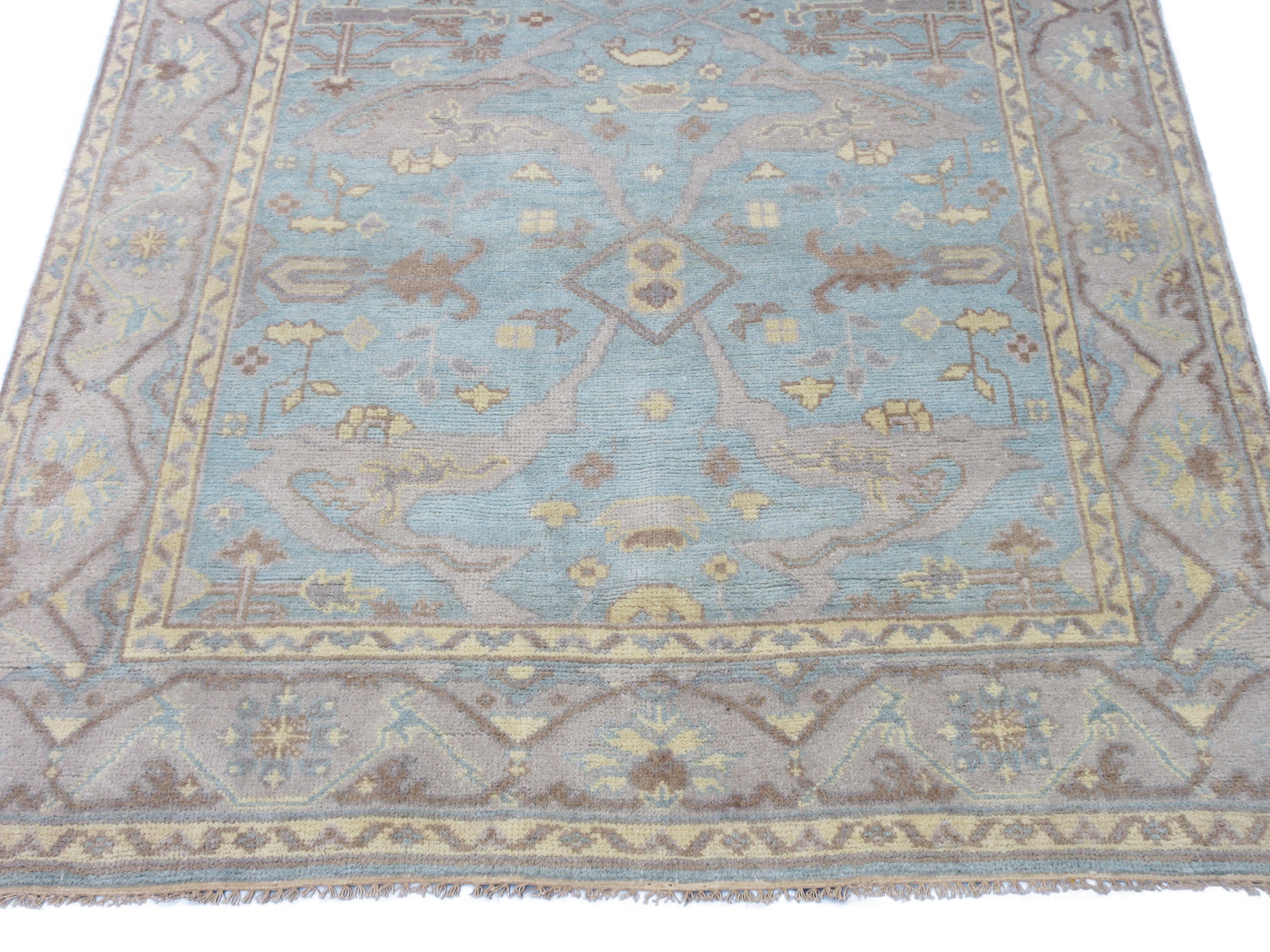 Light-Blue Oushak Gallery Runner In New Condition For Sale In Laguna Hills, CA