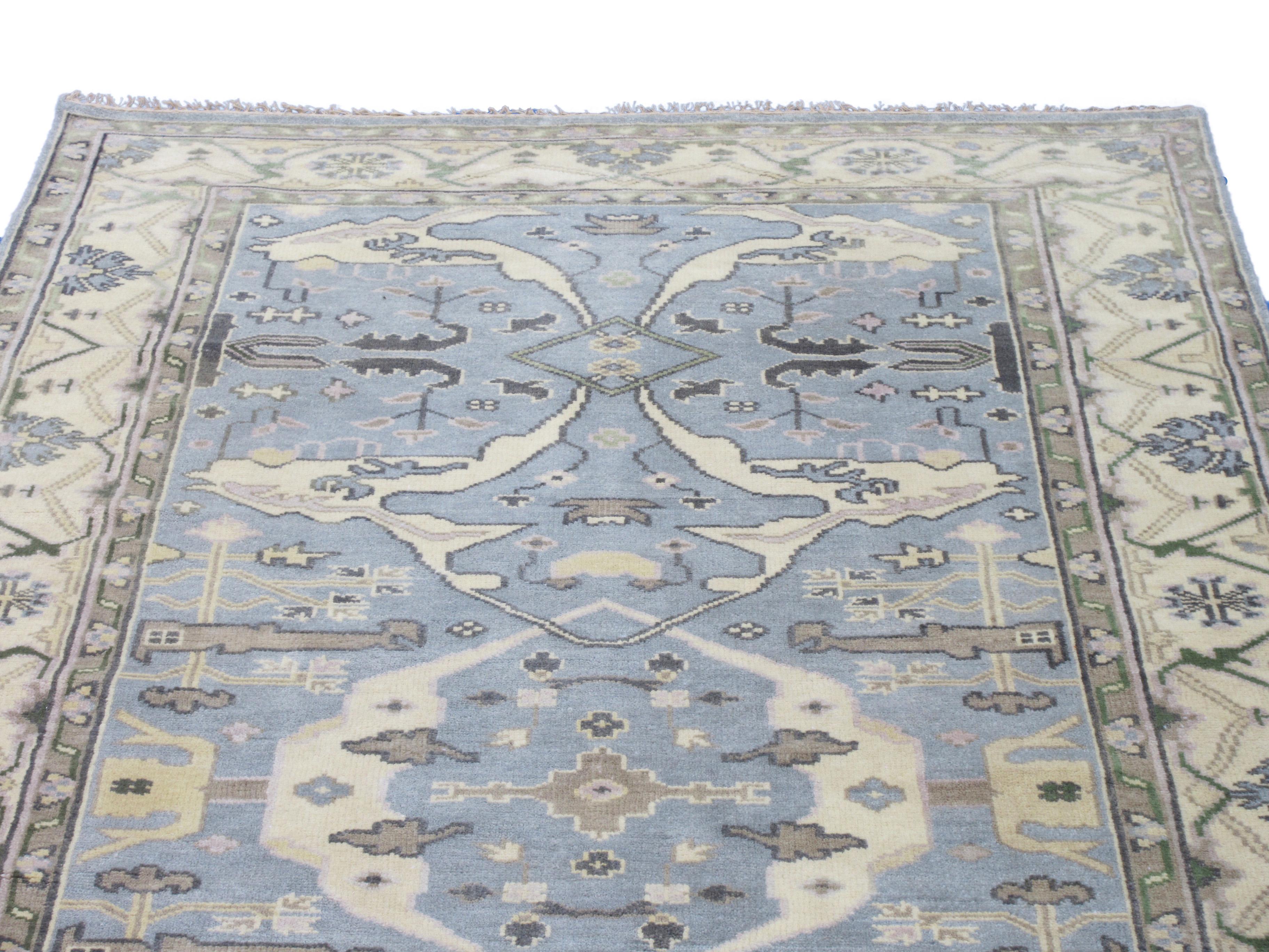 Light-Blue Oushak Gallery Runner In New Condition For Sale In Laguna Hills, CA