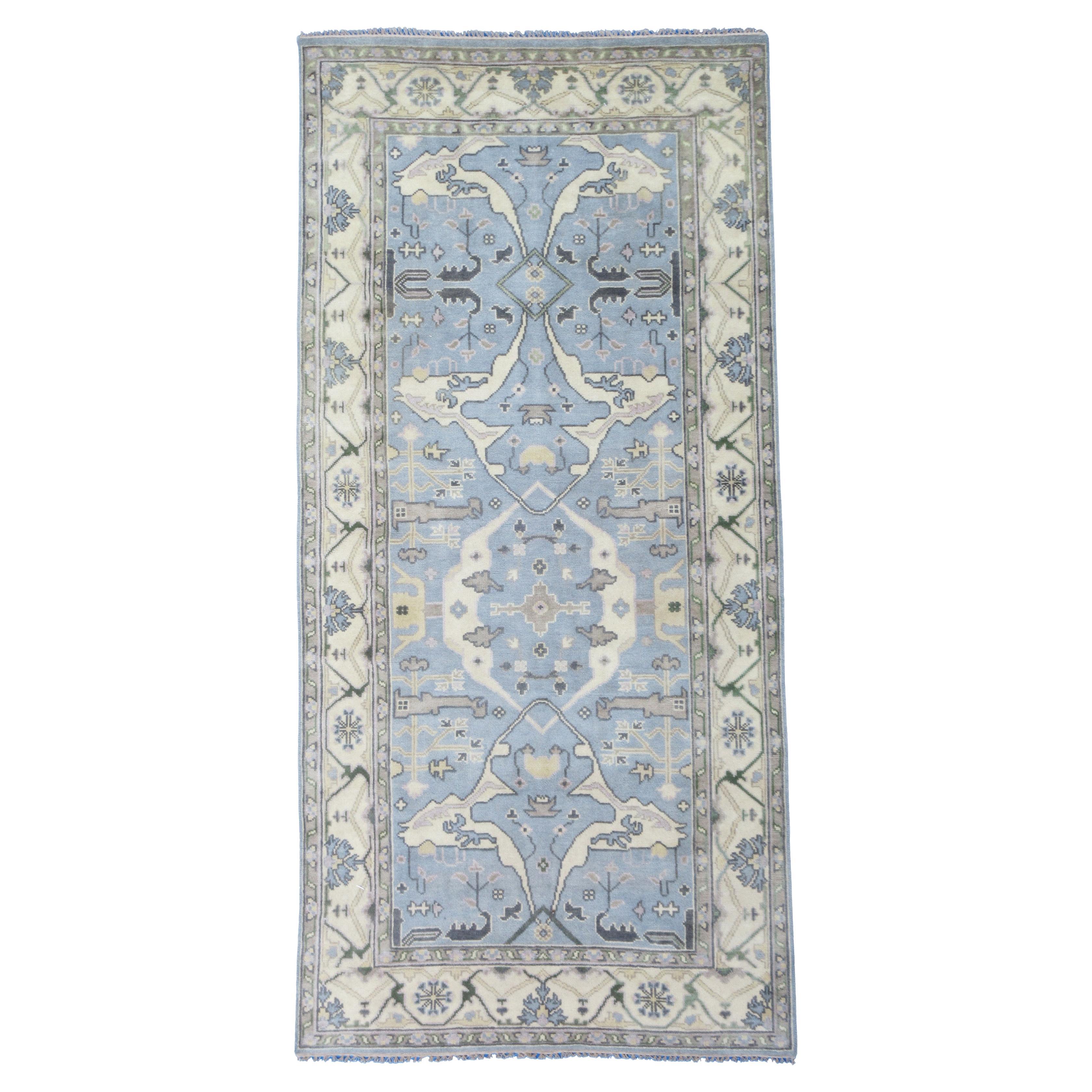 Light-Blue Oushak Gallery Runner