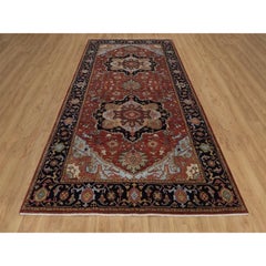 6'x12'3" Barn Red Fine Heriz Re-Creation Soft Wool Hand Knotted Runner Rug