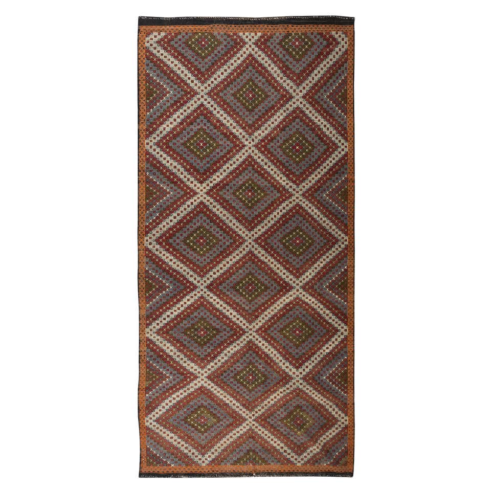 Distressed Vintage Turkish Kilim Rug with Southern Living British ...