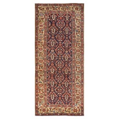 6'x13'9" Navy Blue Antique Persian Malayer Hand Knotted Pure Wool Runner Rug