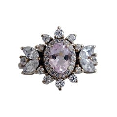 6x4MM Oval Pink Morganite Marquise Diamond Yellow Gold Engagement Ring