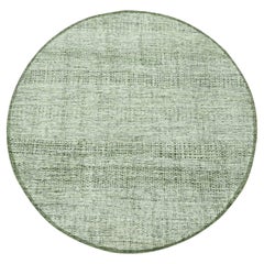 Tapis rond 6'x6' Basil Green noué à la main en pure laine oxydée Grass Design/One