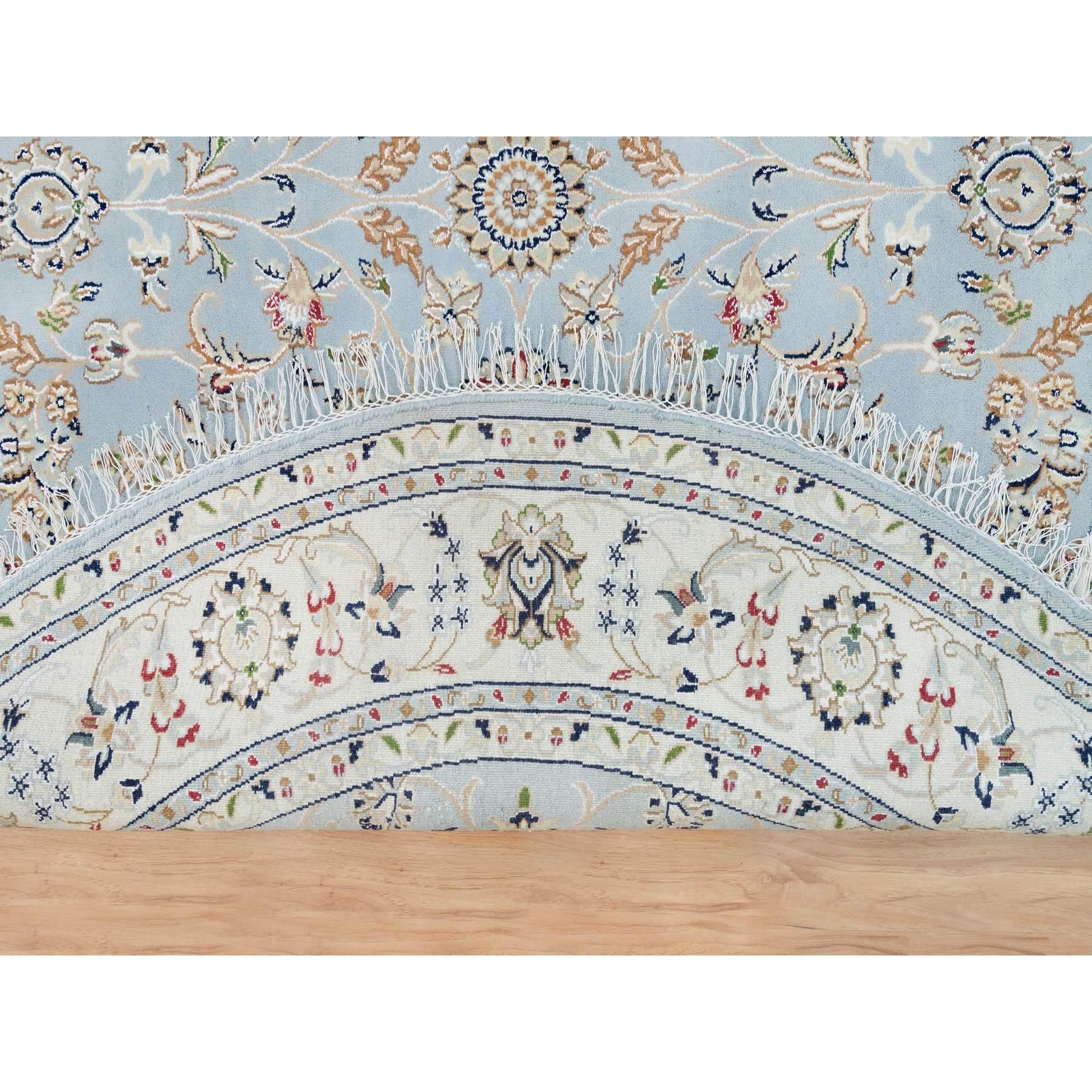 Médiéval 6'x6' Beau Bleu, 250 KPSI, Pure Laine, Noué à la main, Nain Design Rug en vente