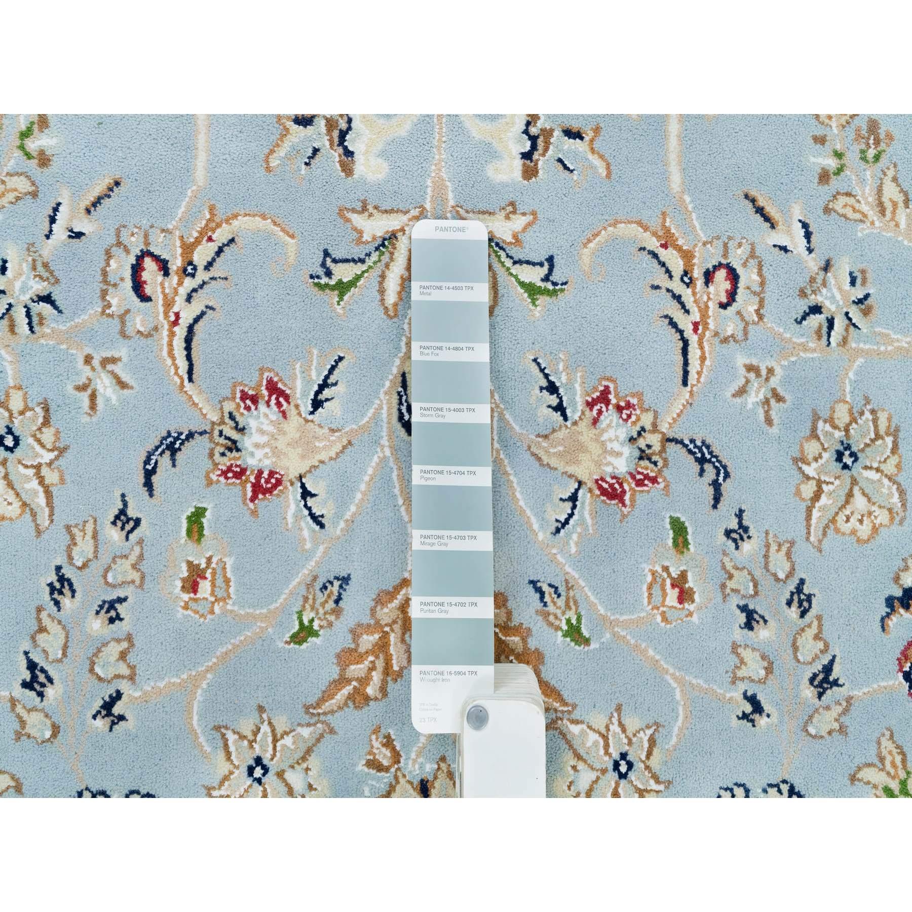 Indien 6'x6' Beau Bleu, 250 KPSI, Pure Laine, Noué à la main, Nain Design Rug en vente