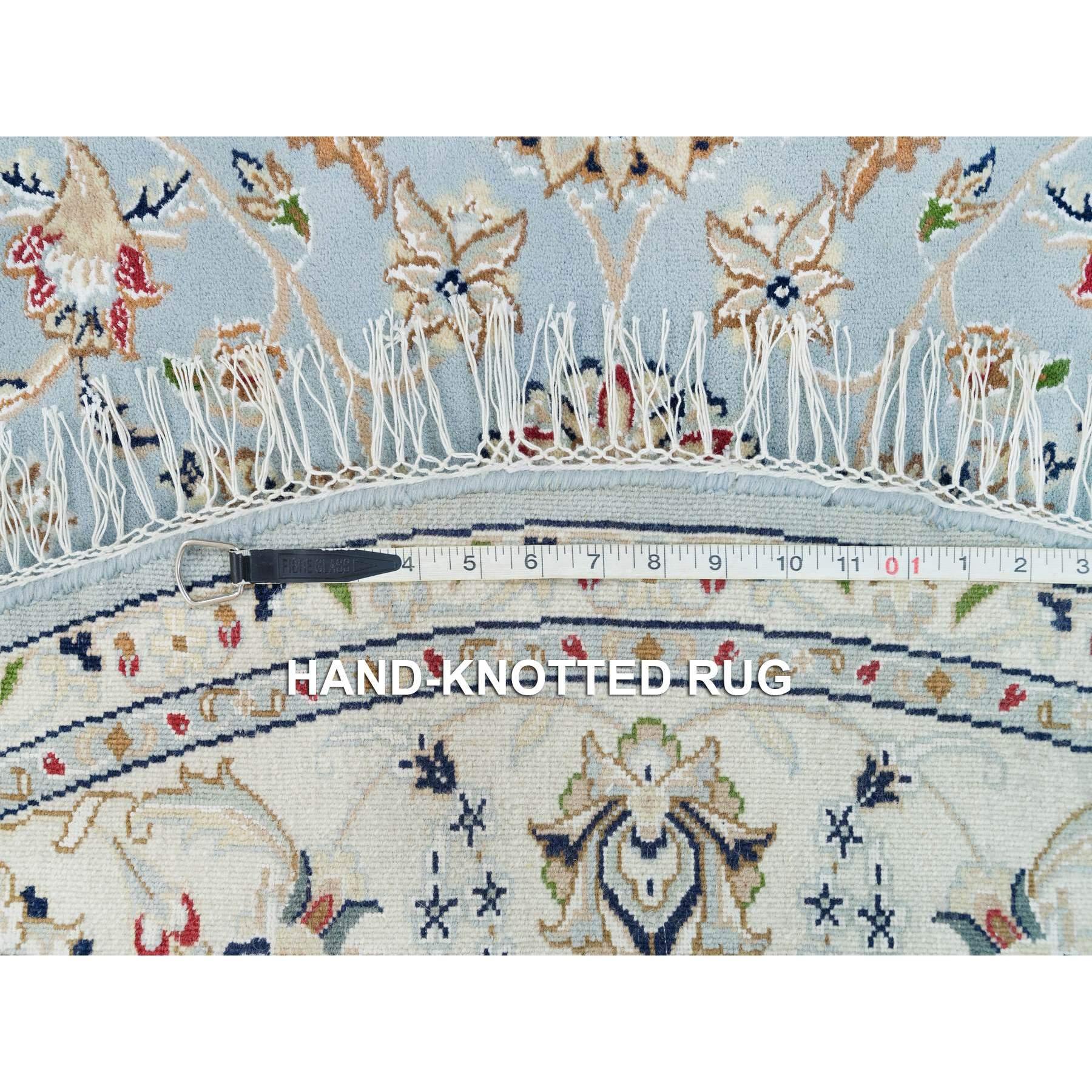 6'x6' Beau Bleu, 250 KPSI, Pure Laine, Noué �à la main, Nain Design Rug en vente 2