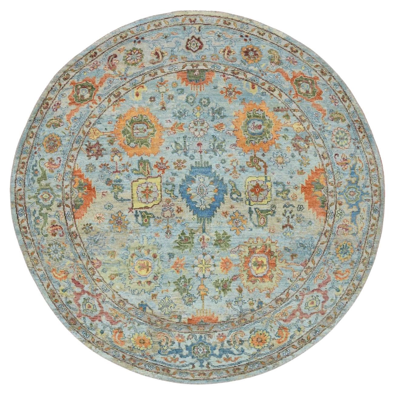 6
x6
 Beau Blue Sultanabad Reimagined Zero Pile Hand Knotted Wool Round Rug im Angebot