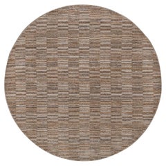 Tappeto rotondo in poliestere 6'x6', colore Beaver Brown, tessuto a mano con motivo a griglia moderno