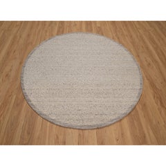 6'x6' Beaver Brown Modern Textured Pure Undyed Wool Hand Knotted Round Rug