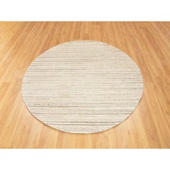 6'x6' Beige Hand Loomed Organic Wool Modern Round Oriental Rug