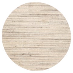 Tappeto orientale rotondo moderno in lana organica 6'x6' beige lavorato a mano