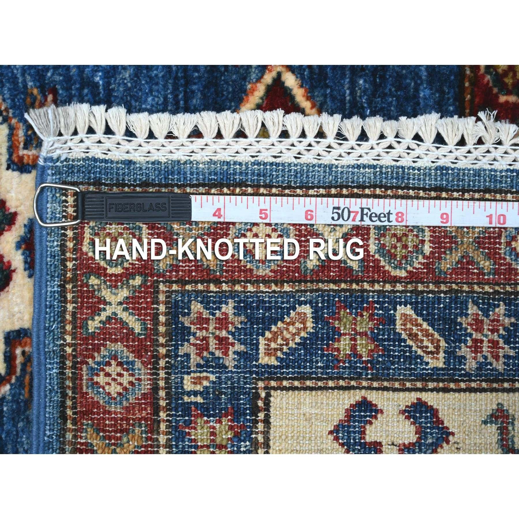 6'x6' Berry Blue Tapis d'Orient en laine nouée à la main Super Kazak Medallions Neuf - En vente à Carlstadt, NJ
