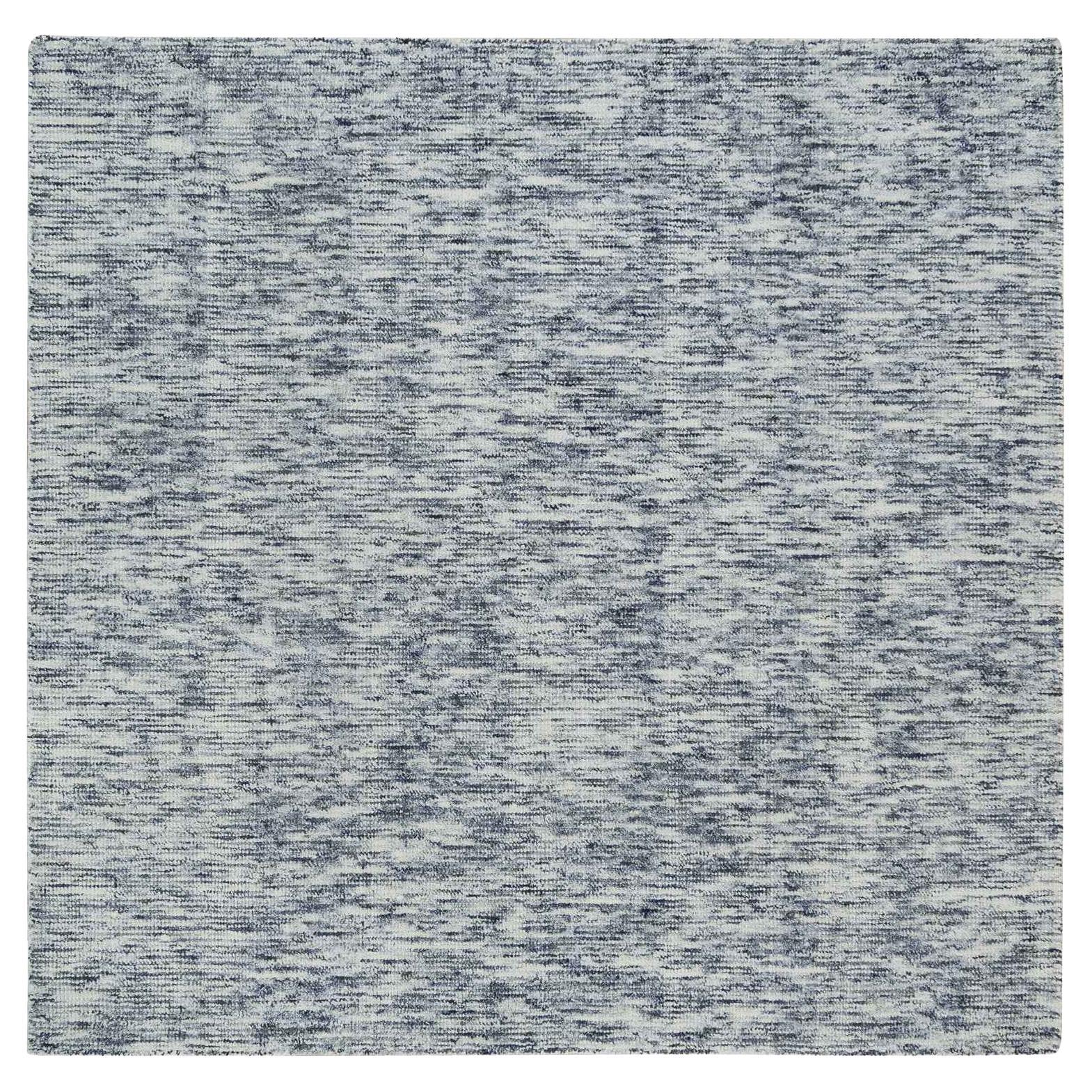 6
x6
Blau und Elfenbein, Modernes Striae Design, Wolle Handgeknüpft, Quadratischer Teppich