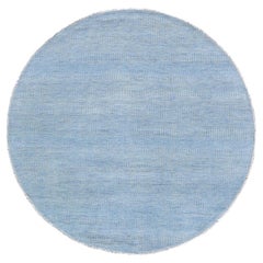 Tappeto orientale rotondo annodato a mano 6'x6' Blue Grass Design in lana e seta