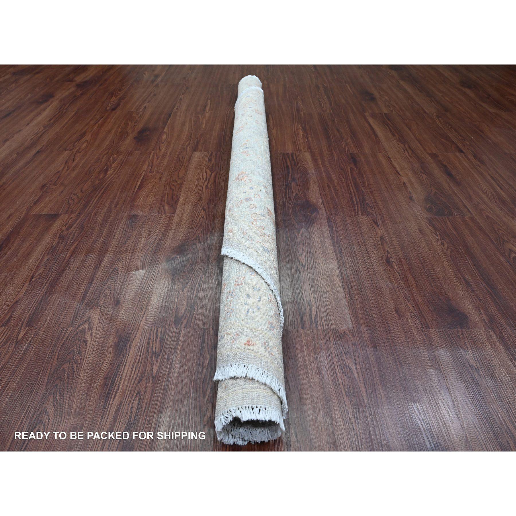 6'x6' Blau Ziegler Mahal Design ausgewaschen Hand geknüpft reine Wolle Runde Teppich (Afghanisch) im Angebot