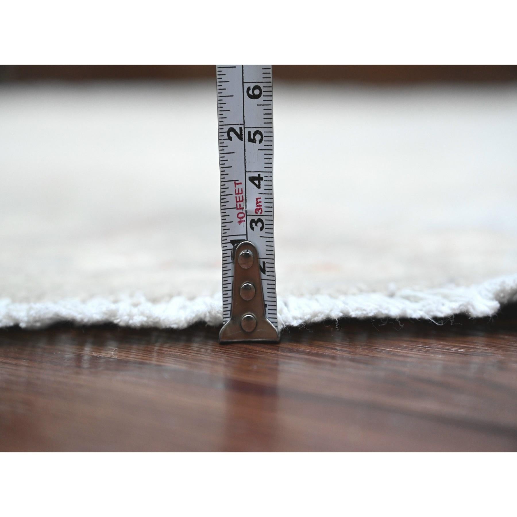 6'x6' Blau Ziegler Mahal Design ausgewaschen Hand geknüpft reine Wolle Runde Teppich (Handgeknüpft) im Angebot