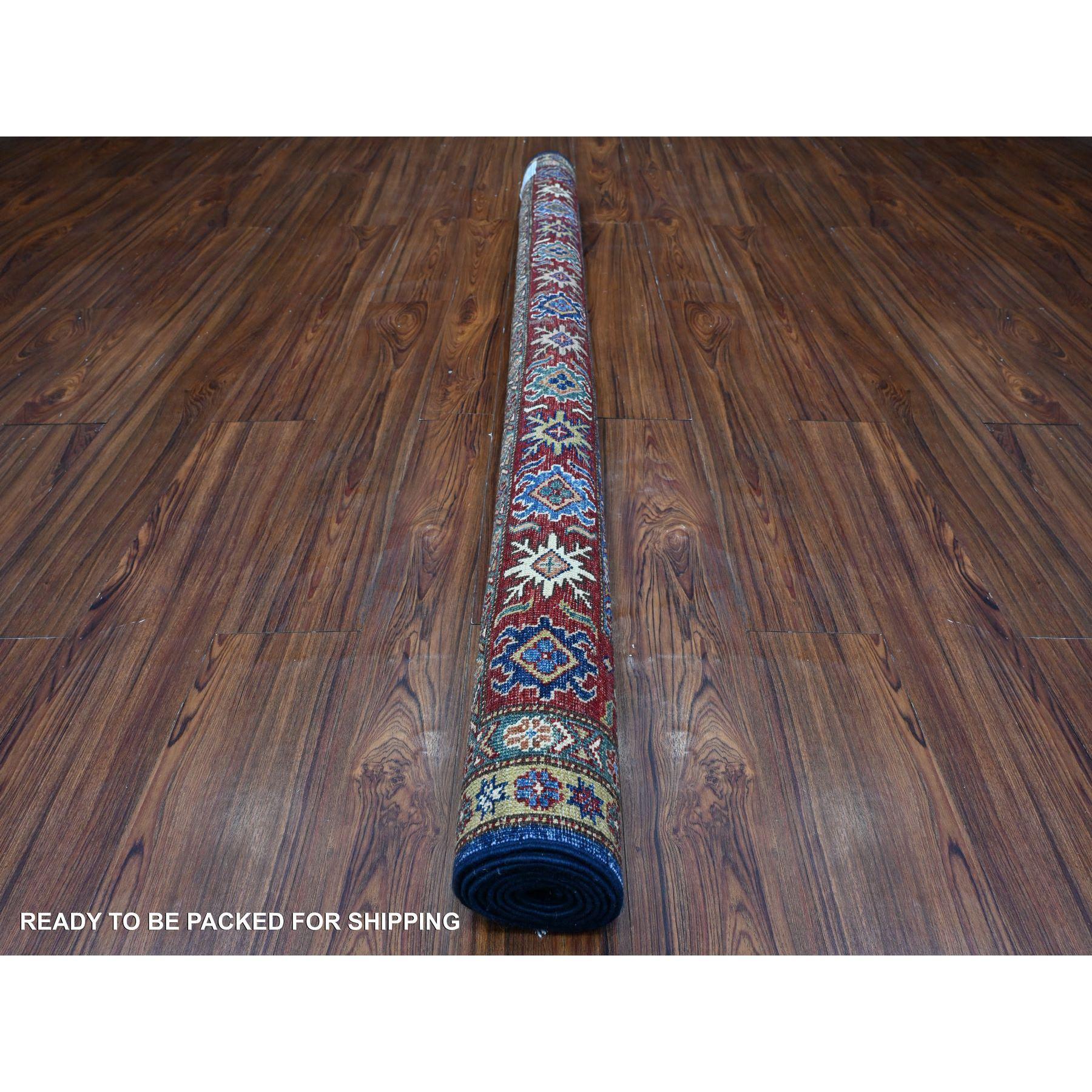 Alfombra Oriental Cuadrada de Lana Pura Super Kazak Anudada a Mano Azul Boeing 6'x6 Afgano en venta