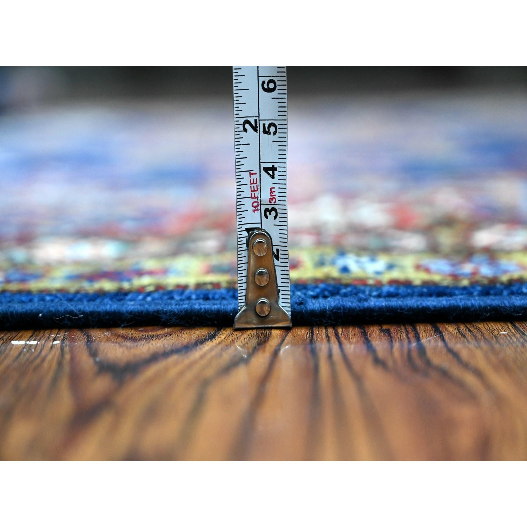 Alfombra Oriental Cuadrada de Lana Pura Super Kazak Anudada a Mano Azul Boeing 6'x6 Anudado a mano en venta