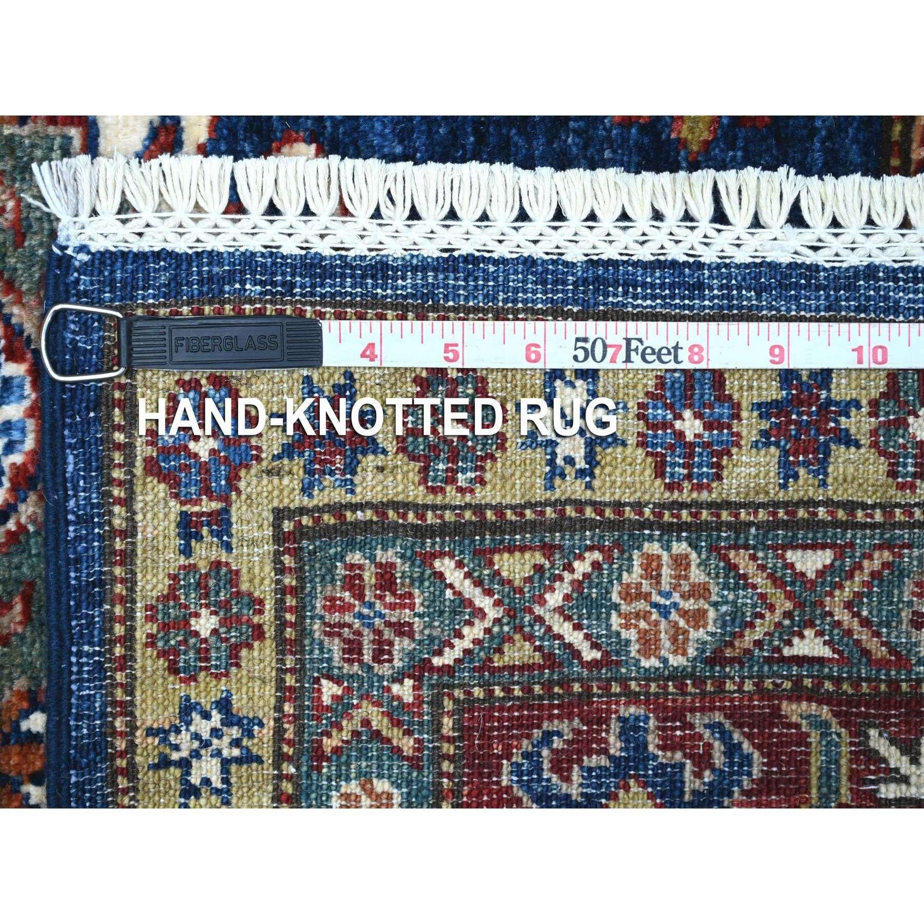 Alfombra Oriental Cuadrada de Lana Pura Super Kazak Anudada a Mano Azul Boeing 6'x6 en Nuevo estado para la venta en Carlstadt, NJ