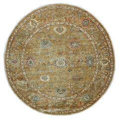 6'x6' Brauner Peshawar mit Ziegler Mahal Design Wolle Handgeknüpft Rundteppich