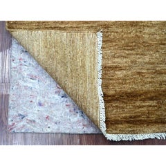 6'x6' Brown Plain Solid Pattern Hand Knotted Ghazni Wool Square Oriental Rug