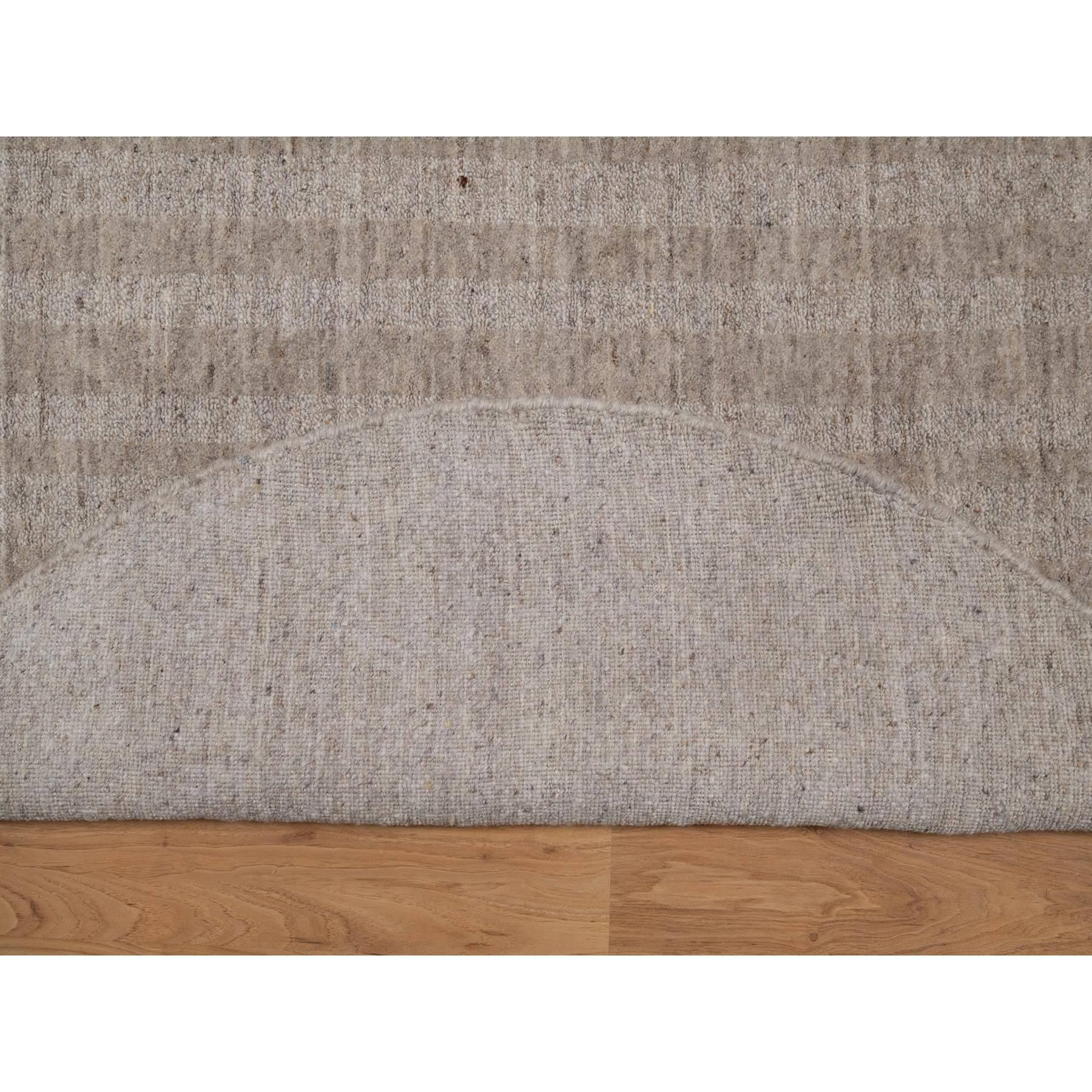 6'x6' Brown Stripes Design Salt and Pepper Hand Effect Loomed Pure Wool Rug (Moderne) im Angebot
