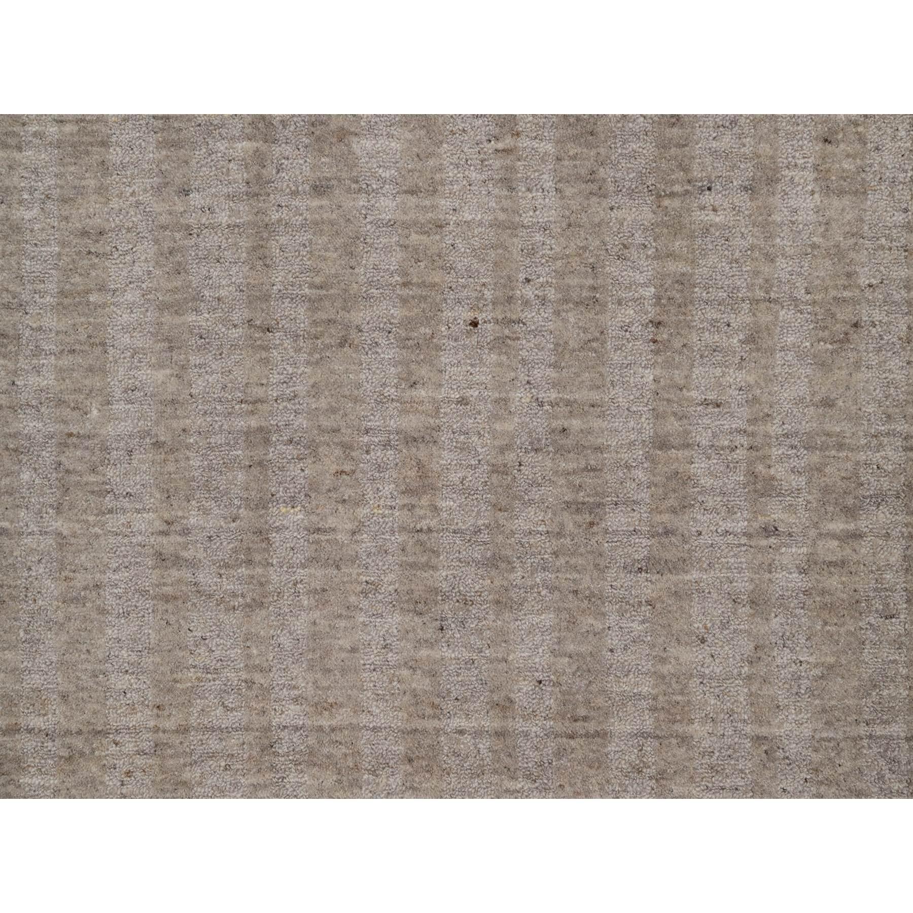 6'x6' Brown Stripes Design Salt and Pepper Hand Effect Loomed Pure Wool Rug (Handgeknüpft) im Angebot