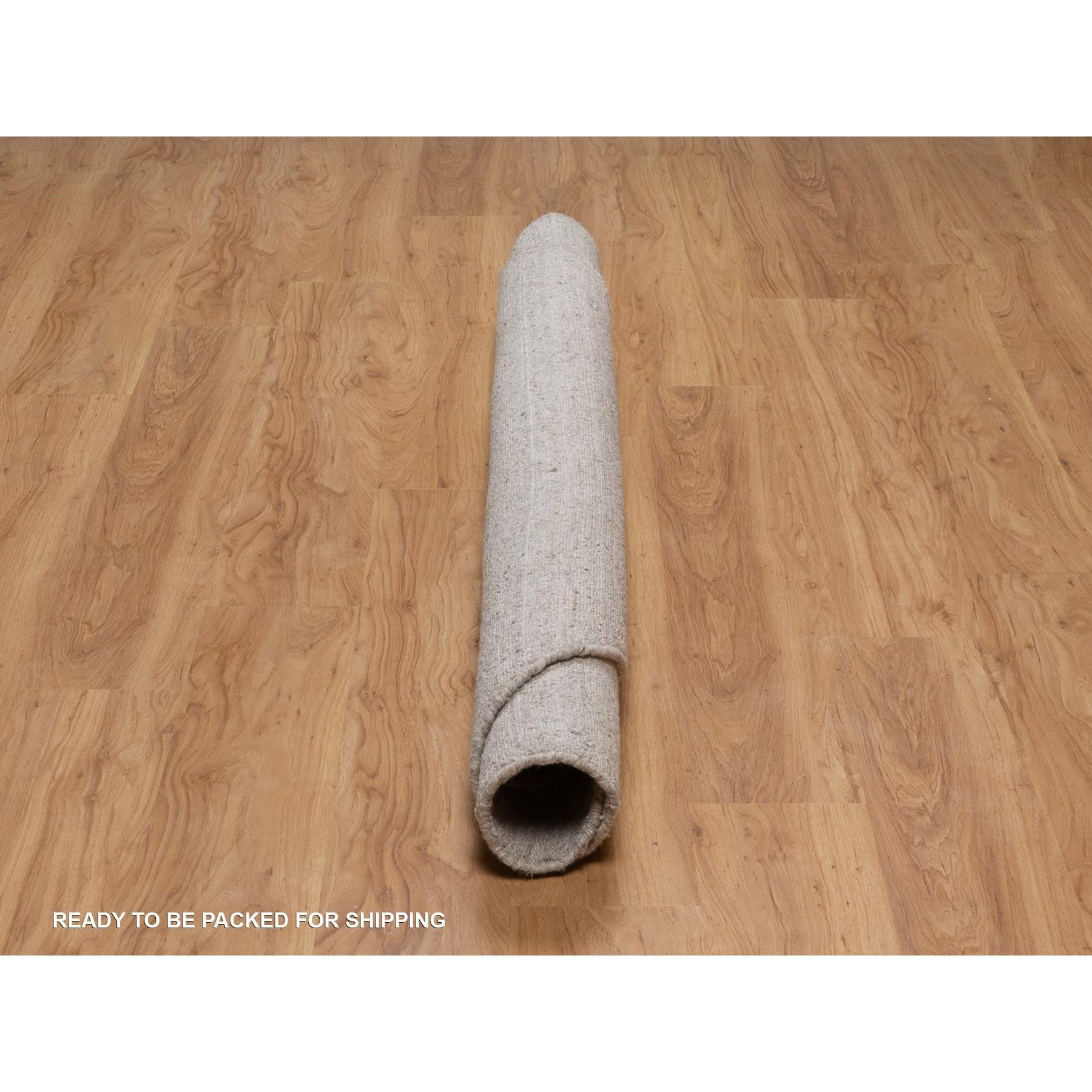 6'x6' Brown Stripes Design Salt and Pepper Hand Effect Loomed Pure Wool Rug im Zustand „Neu“ im Angebot in Carlstadt, NJ