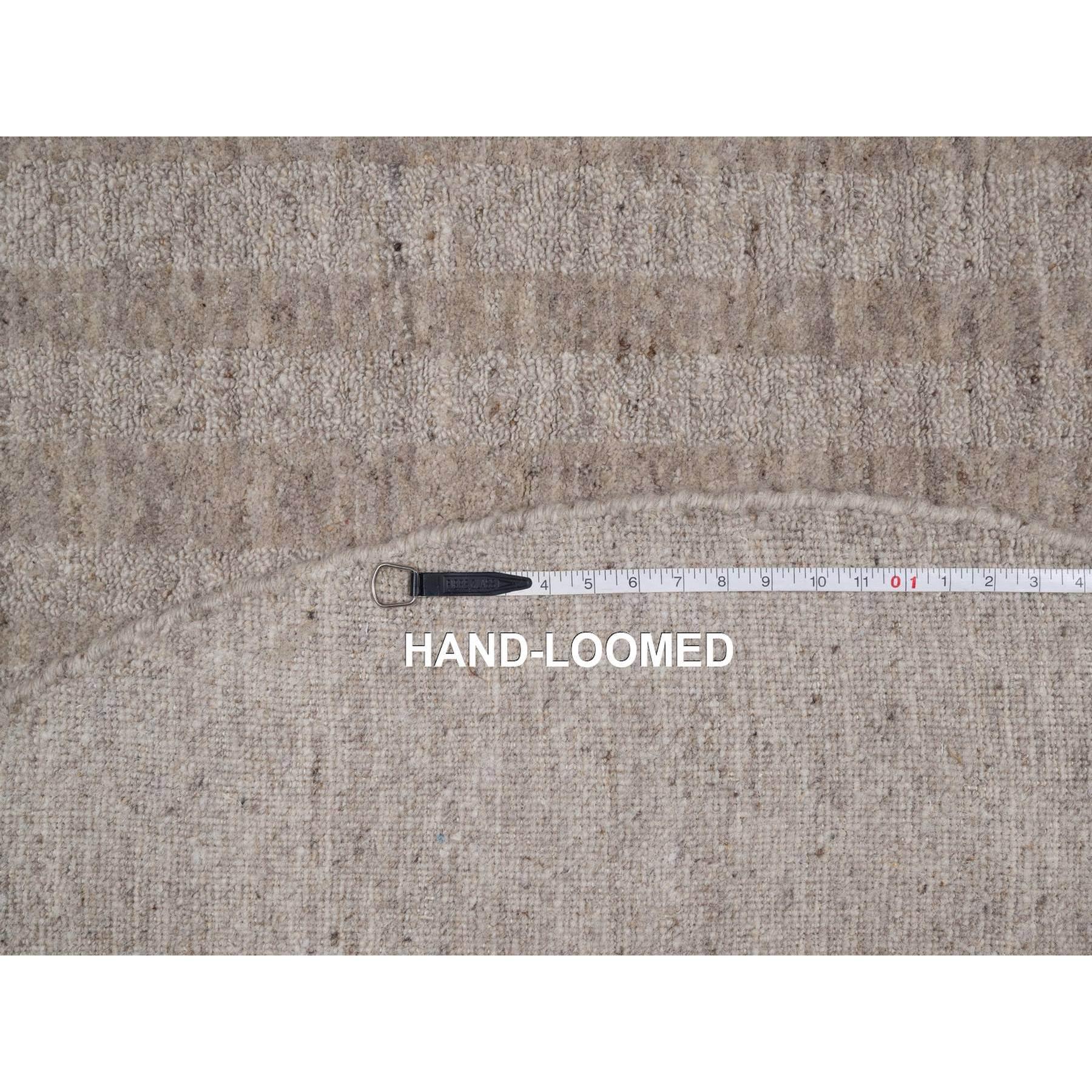 6'x6' Brown Stripes Design Salt and Pepper Hand Effect Loomed Pure Wool Rug (Wolle) im Angebot