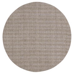 6'x6' Brown Stripes Design Salt and Pepper Hand Effect Loomed Pure Wool Rug