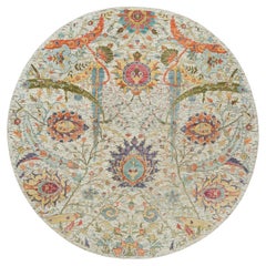 6
x6
Canvas Tan Silk and Wool Sickle Hand Knotted Leaf Design Round Rug (Tapis rond en toile, soie et laine, noué à la main, à motif de feuilles)
