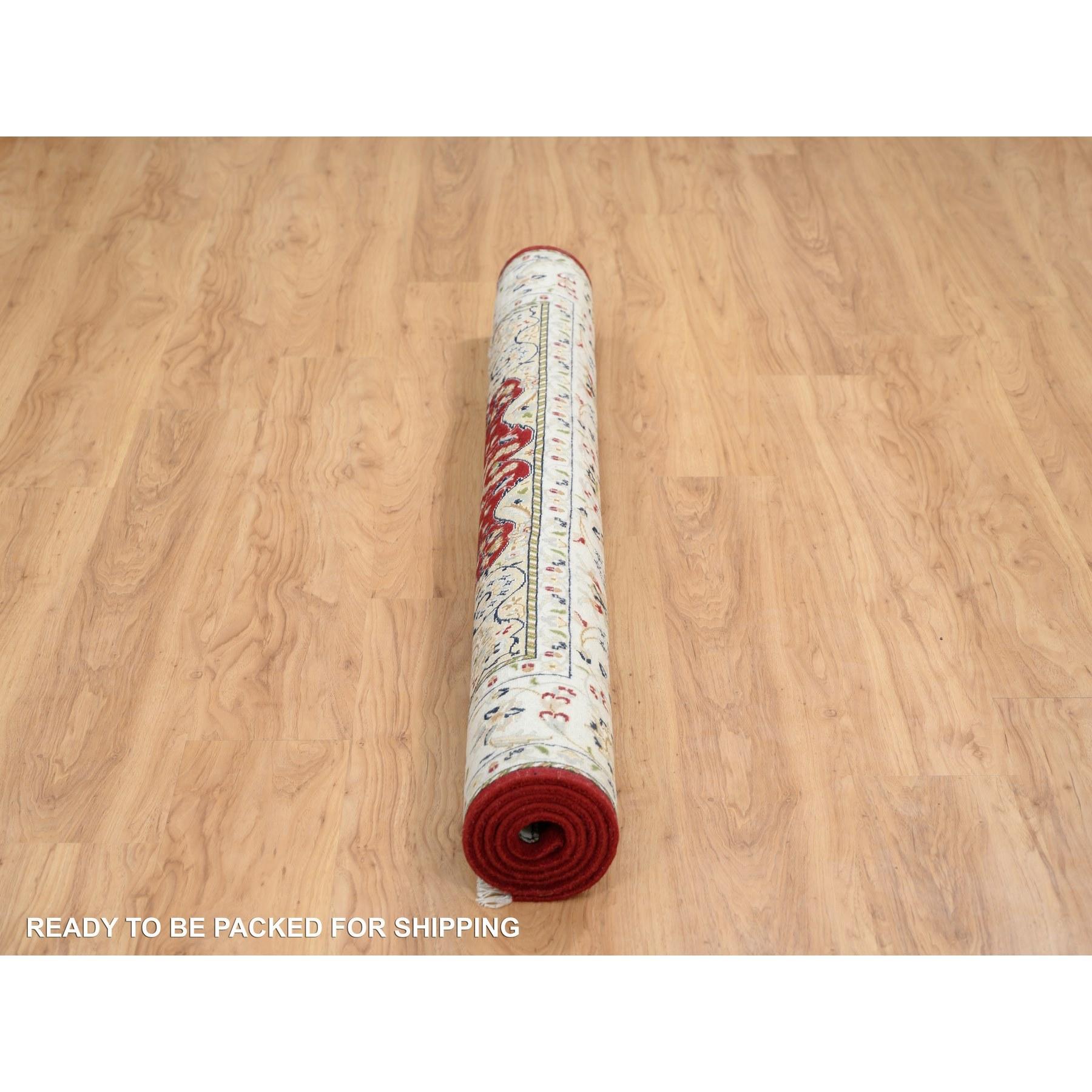 6'x6' Kirschroter Nain-Blumenmuster 250 KPSI handgeknüpfter quadratischer Teppich aus Wolle im Zustand „Neu“ im Angebot in Carlstadt, NJ