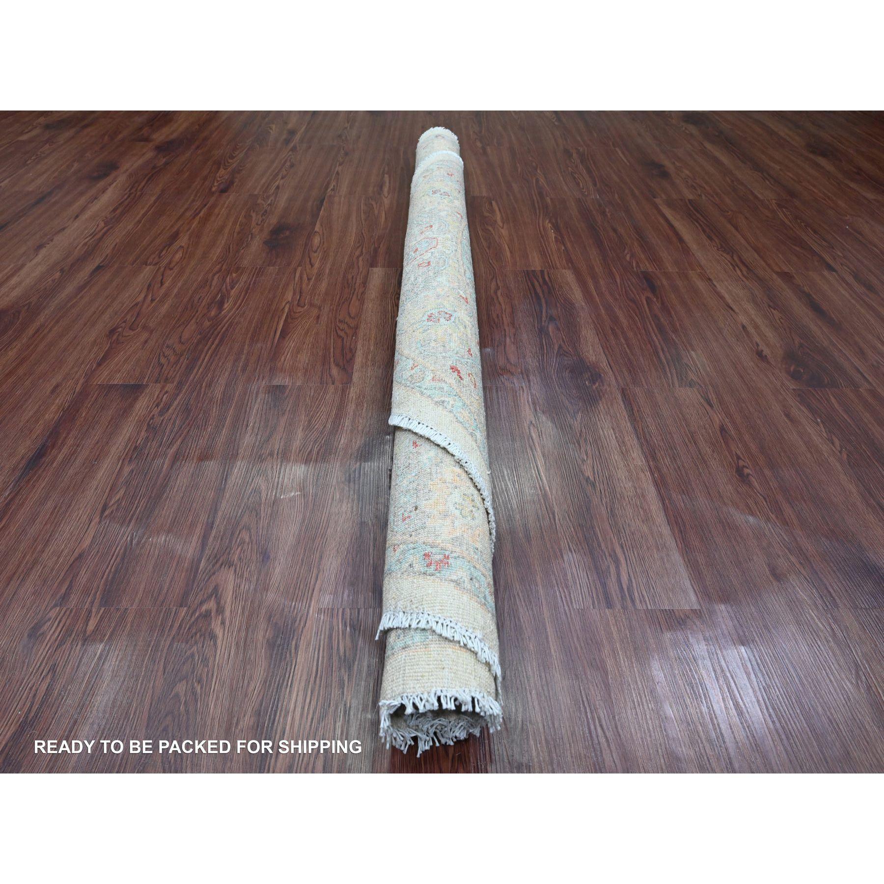 6'x6' Chiffon Weißer Heriz All Over Design Handgeknüpfter runder Teppich aus reiner Wolle (Afghanisch) im Angebot