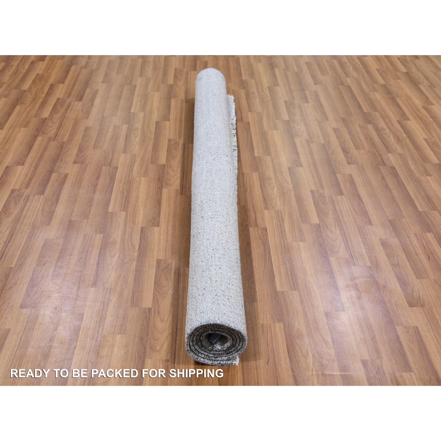 Hand-Knotted 6'x6' Dark Gray Hand Knotted Modern Grass Design Natural Undyed Wool Square Rug For Sale