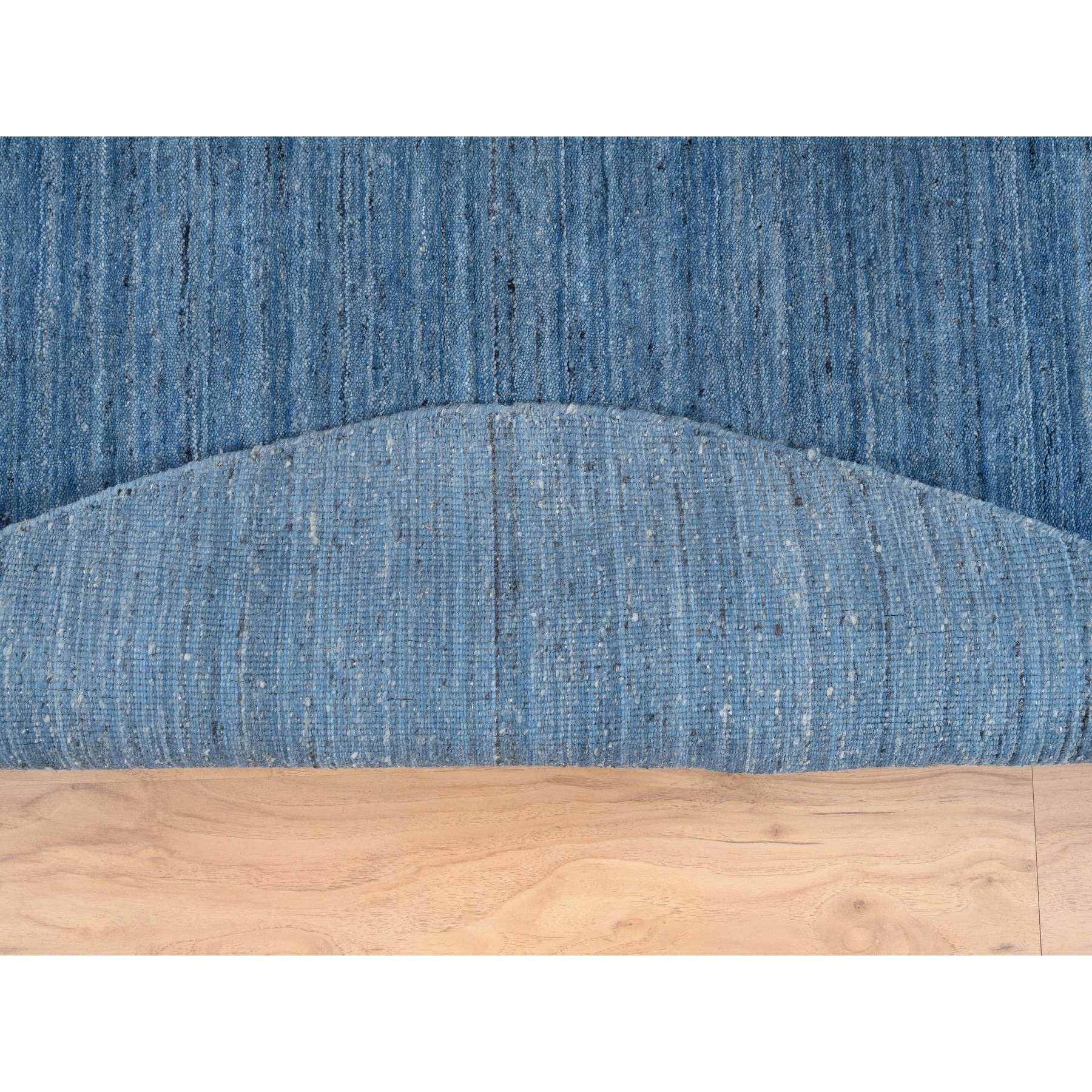 Moderne 6'x6' Denim Blue, Laine douce tissée à la main, Design Modern, Tapis d'Orient Rond