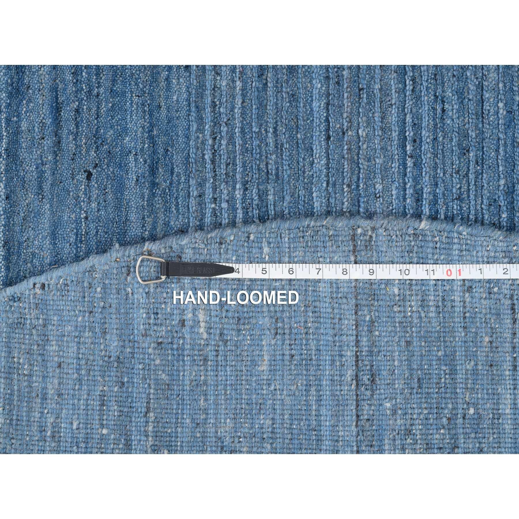 6'x6' Denim Blue, Laine douce tissée à la main, Design Modern, Tapis d'Orient Rond 1