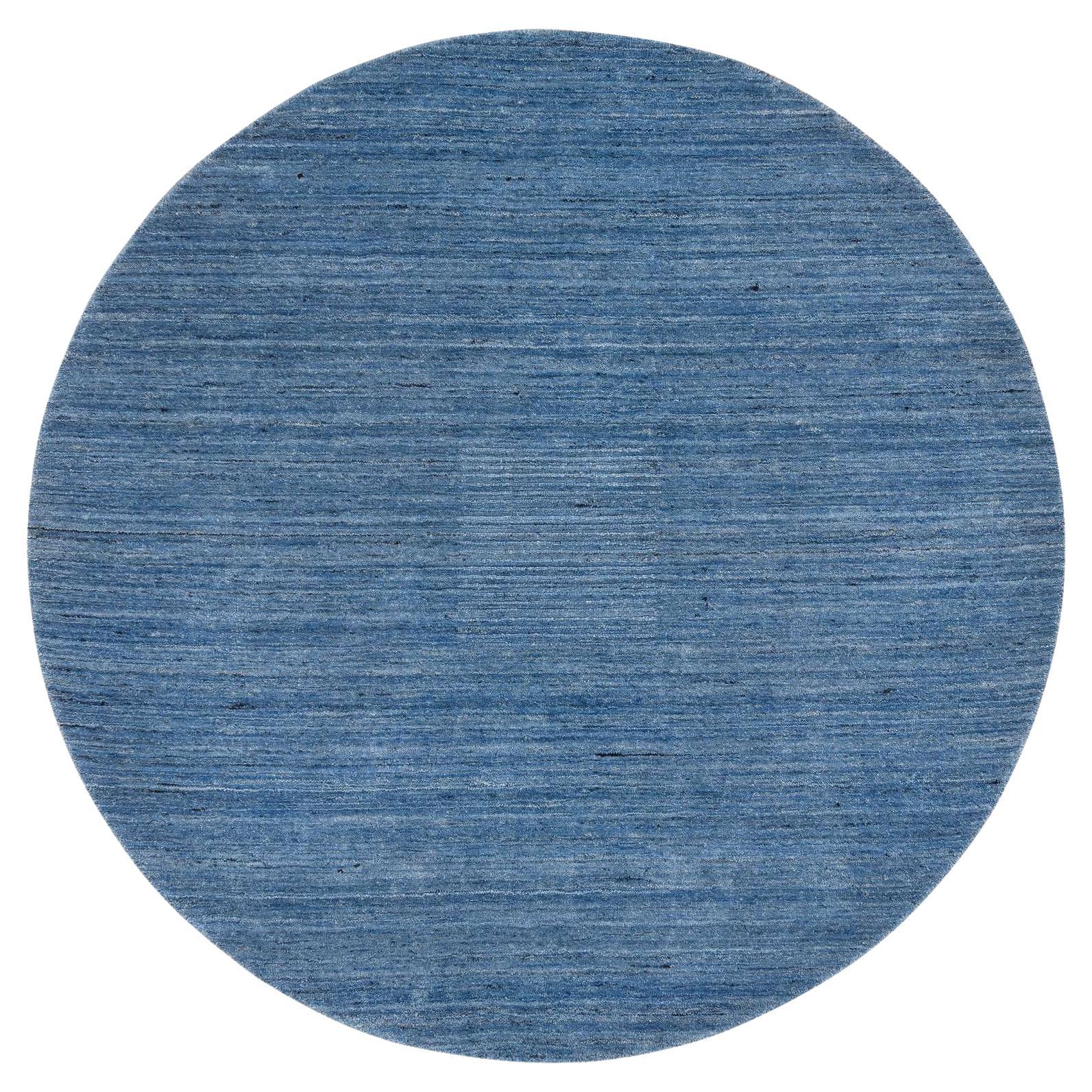 6
x6
 Denim Blau, Weiche Wolle Handgeknüpft, Modernes Design, Runder Orientteppich